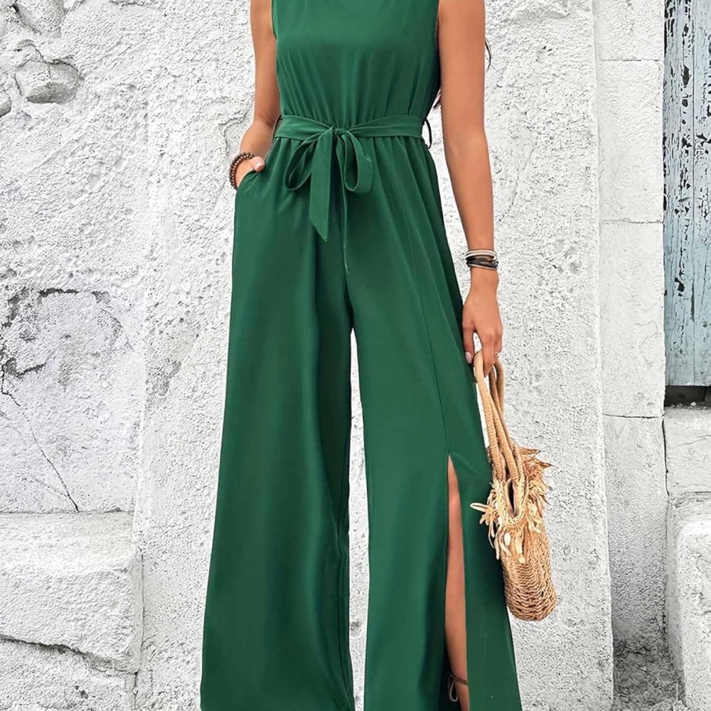 Elegant Green Sleeveless Jumpsuit Small